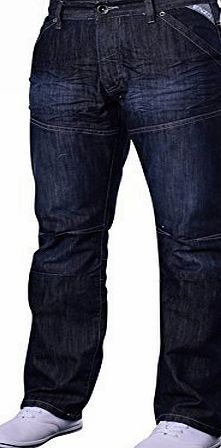 Enzo Mens Designer Enzo EZ243 EZ244 Jeans 36 Regular Dark Wash (EZ244) (36W x Regular)