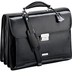 Enzo Rossi Three Gusset Flap over Leather Briefcase