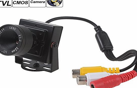 12mm Focus Lens 600TVL 1/3 Inch CMOS HD Sensor DC 12V Mini Spy Hidden Camera Security Color CCTV Camera Support Video and Audio Output for Indoor Closed-Circuit Surveillance like Video Mee