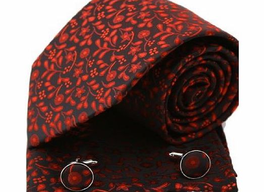 Epoint PH1087 Black Burgundy Paisley World Presents Woven Silk Necktie Handkerchiefs Cufflinks Gift Box Set Black Mens Style By Epoint