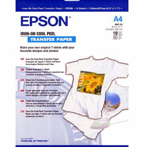 EPSON S041154 A4 Iron On and#39;Cool Peeland39; T-Shirt Transfer Media