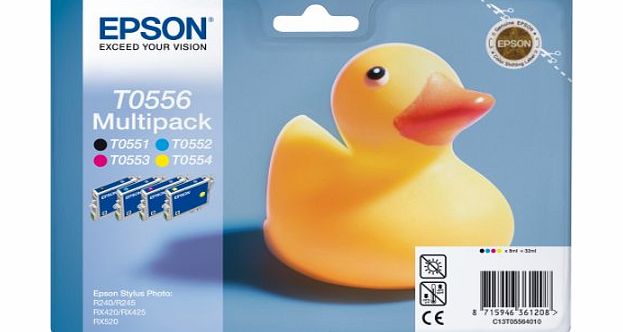 Epson T055640 original multipack comprising T0551 black T0552 cyan blue T0553 magenta red T0554 yellow for Stylus Photo R240/RX420/RX520
