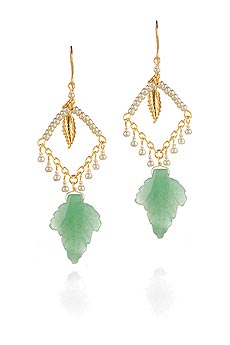 Erickson Beamon Athena jade leaf earrings