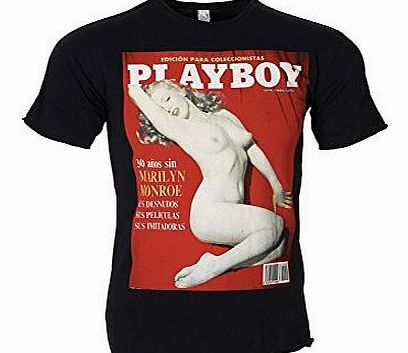 Eron Apparel Mens Marilyn Monroe Playboy Cover Crew Neck T Shirt Navy Blue M