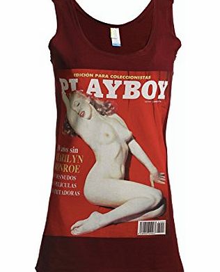 Womens Marilyn Monroe Playboy Cover Tank Top Vest Cardinal Red Small