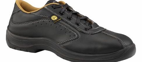 Safety Footwear Unisex Black Trainers Shoes With Steel Toe Caps (UK 2)