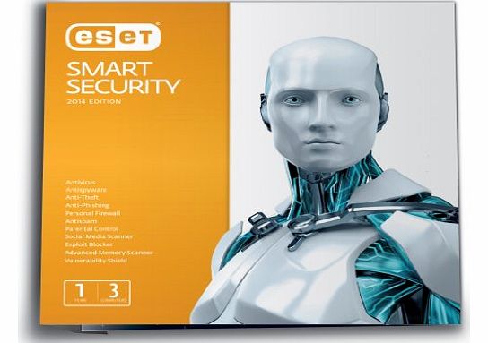 eset  Smart Security 2014 (3 PCs, 1 Year) (Eco-friendly packaging)