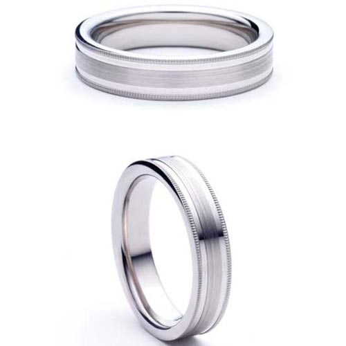 5mm Medium Flat Court Espacio Wedding Band Ring In Palladium