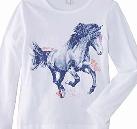 Esprit  Girls Horse T-Shirt, White, 14 Years (Manufacturer Size:Large)
