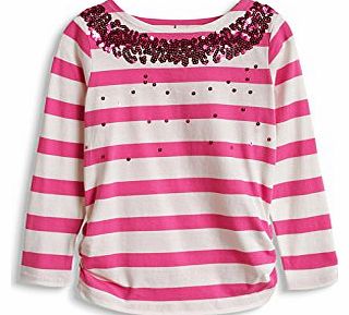 Esprit Girls 084EE7K008 Aus Baumwolle Striped Long Sleeve T-Shirt, Pink (Pink Spotlight), 8 Years (Manufacturer Size: 128 )