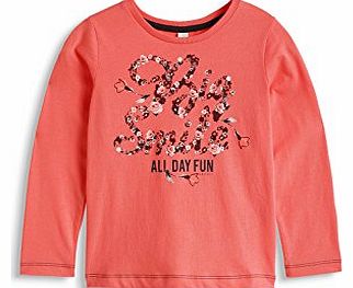 Esprit Girls 094EE7K006 Aus Baumwoll Jersey Long Sleeve T-Shirt, Pink (Coral Fusion), 18-24 Months (Manufacturer Size: 92 )