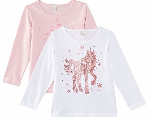 Esprit Girls 114EE7N001 Set of 2 T-Shirt, Pink (Sunny Rose), 8 Years (Manufacturer Size:128 )