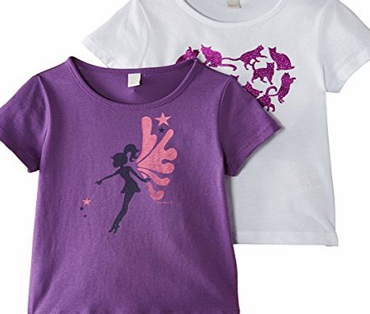 Esprit Girls DP Set of 2 T-Shirt, Purple Burst, 2 Years (Manufacturer Size:92 )