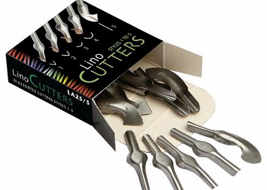  Lino Cutter 25 Assorted Cutters Styles 1-5 Set With Handle Decoration Tools Art Craft Cutting