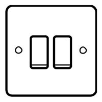 Essential Metals Stainless Steel Double Light Switch 2 Way 10A with Black Inserts 89x89mm