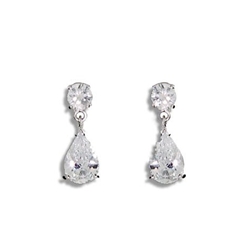 Essential Silver Elegant Diamond Pear Drop CZ Earrings