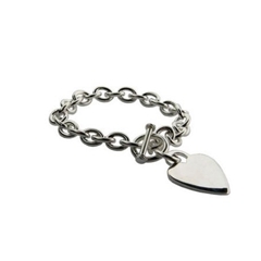 Essential Silver Heavy Gauge Silver Heart Tag Bracelet