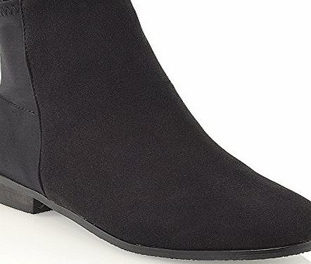 ESSEX GLAM Womens Pull On Chelsea Flat Heel Elastic Stretch Booties Ladies Ankle Boots Size 3 4 5 6 7 8 (UK 4 / EU 37 / US 6, Black Faux Suede)