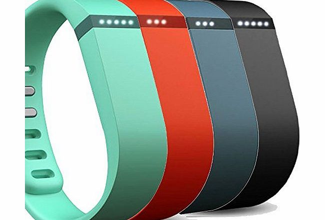 ETOPIA OEM Band 4-pack Small Size Replacement Sleep Wristbands With Clasp for Fitbit Flex-Black/Slate/Teal/Red(Tracker not Included)