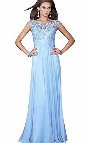 Etosell Women Chic Lace Embroidery Sleeveless Cocktail Wedding Maxi Dress Blue S