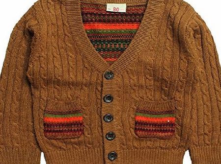 eTree Little Boys Cardigan Cashmere Knitting Sweater Clothes Size 3 Brown