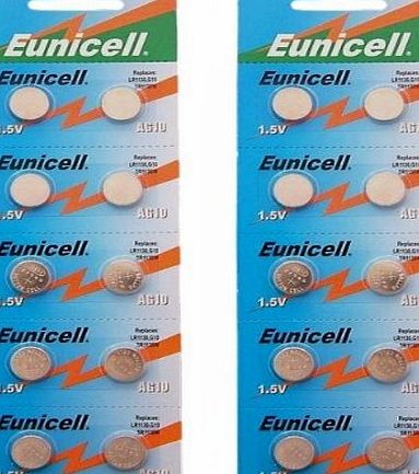 Eunicell 20 AG10 1.5V Alkaline Batteries - Replaces SR1130, SR54, SR1131, 389, 390 But...