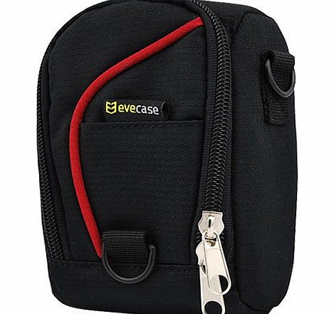 Evecase  Durable Digital Camera Pouch Nylon Carrying Protector Case with Strap- Black / Red for Olympus SH-1, Tough TG-3, TG-850 iHS, TG-620 iHS, XZ-2 iHS, E-PM2, E-PL5, TG-1 iHS, SZ-31MR iHS, TG-820 i