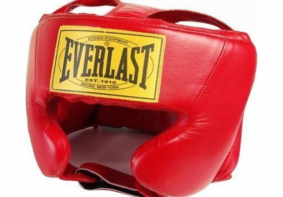 Everlast Boxing Leather Head Guard - Red