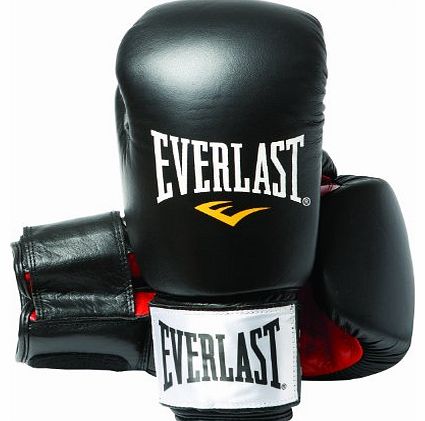 Everlast Fighter Leather Boxing Training Gloves - 12oz, Black/Red