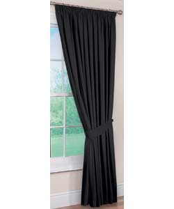Black Everyday Lined Curtains with Tie Backs -