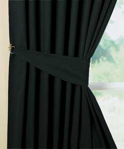 Lined Pencil Pleat Black Curtains - 90