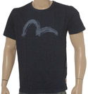 Evisu Indigo Cotton T-Shirt with Mid Blue Logo