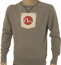 Evisu Light Grey Cotton Sweatshirt with False Cream Pocket