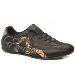 Evisu Male Takaichi Leather Upper in Black and Gold, White and Gold