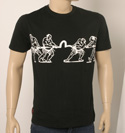 Evisu Mens Black with White Tug of War Design Cotton T-Shirt