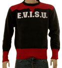 Evisu Mens Evisu Ink & Red with White Evisu Logo Cotton Sweatshirt
