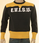 Evisu Mens Evisu Ink & Yellow with White Evisu Logo Cotton Sweatshirt
