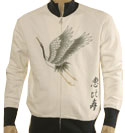 Mens Evisu Off White & Navy with Heron Full Zip Cotton Sweatshirt