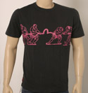 Mens Navy with Cerise Tug of War Design Cotton T-Shirt