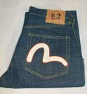 Evisu Mens Vintage Cut Odd Pocket Dark Denim Button Fly Jeans