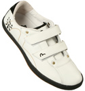 White and Black Velcro Fastening Trainer Shoe