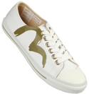 White Canvas Trainers with Gold Logo