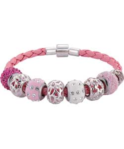 Sterling Silver Pink Charm Bracelet
