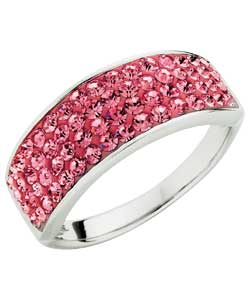 Evoke Sterling Silver Pink Crystal Ring