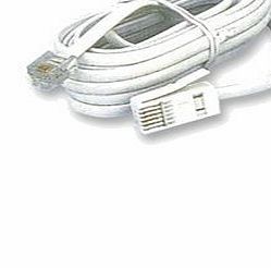 Ex-Pro 15m Modem / Telephone / Fax line cord cable lead RJ11 to BT Plug, suitable for HiSpeed Internet Modems White. [Straight 6P4C]