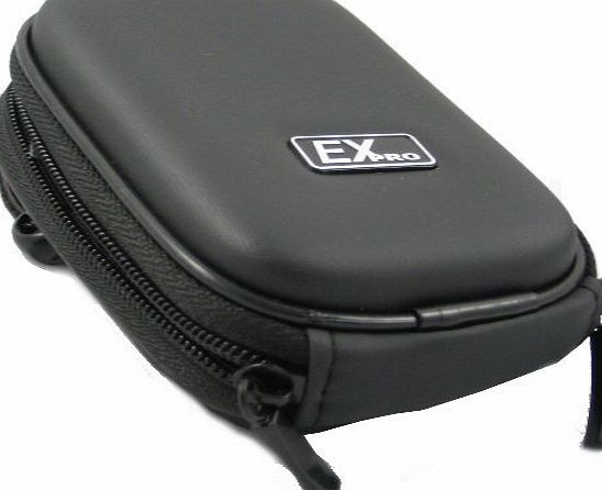Ex-Pro Black Hard Clam Shock proof Digital Camera Case Bag CR2714N for Vivitar ViviCam 5015, 5018, 5020, 5024, 5399, 7690, 8018, 8025, 8225, 8324, DVR510, T234, T328, X024, X327, X329 amp; More.
