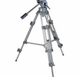 Ex-Pro Heavy Duty Silver Professional Broadcast standard Video Camera Tripod with Pro Fluid Head (Max height: 137cm / Min height: 73cm / Max Weight 6Kg) - (Suitable for Canon, JVC Everio, Panasonic, S