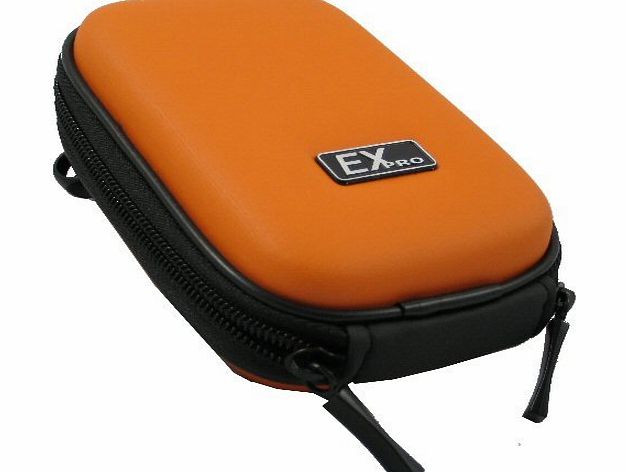 Ex-Pro Orange Hard Clam Digital Camera Case for Canon, Casio, Fuji, Kodak, Panasonic, Nikon, Olympus Digital Cameras [Size Small]