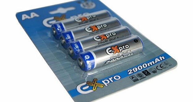 Ex-Pro Power Plus  2900mAh AA Rechargeable Batteries for Digital Cameras (Pack of 4)