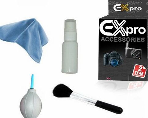 Professional Lens & Camera Cleaning Kit, including Fluid, Microfibre Cloth, Blower & Lens/Display Brush for Panasonic Lumix DMC-FZ45, DMCFZ45
